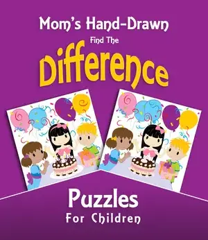 Front Cover of Mom's Hand-Drawn Find-the-Difference Puzzles for Children